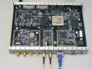 Photograph of instrument processing board using early version of SpaceFibre